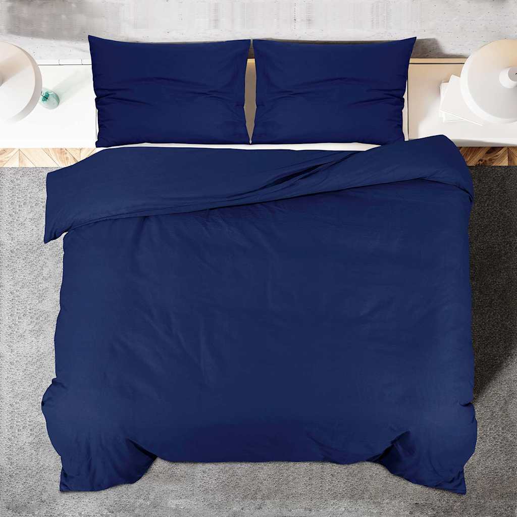 vidaXL Duvet Cover Set Navy Blue 200x200 cm Cotton 5