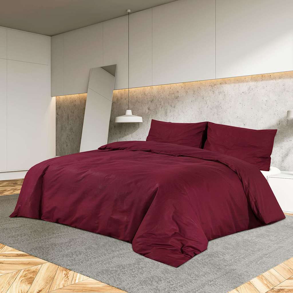 vidaXL Duvet Cover Set Bordeaux 220x240 cm Cotton 1