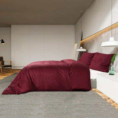 vidaXL Duvet Cover Set Bordeaux 260x240 cm Cotton 4