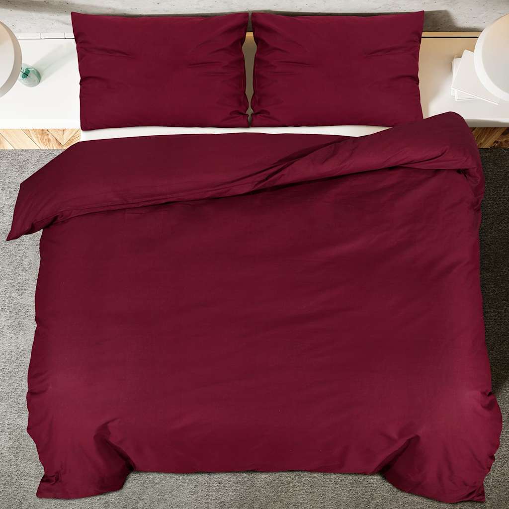 vidaXL Duvet Cover Set Bordeaux 260x240 cm Cotton 5