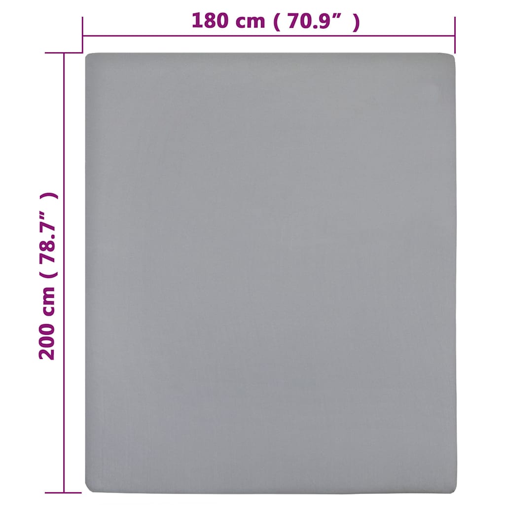 vidaXL Jersey Fitted Sheets 2 pcs Grey 180x200 cm Cotton 5