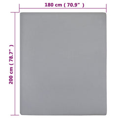 vidaXL Jersey Fitted Sheets 2 pcs Grey 180x200 cm Cotton 5