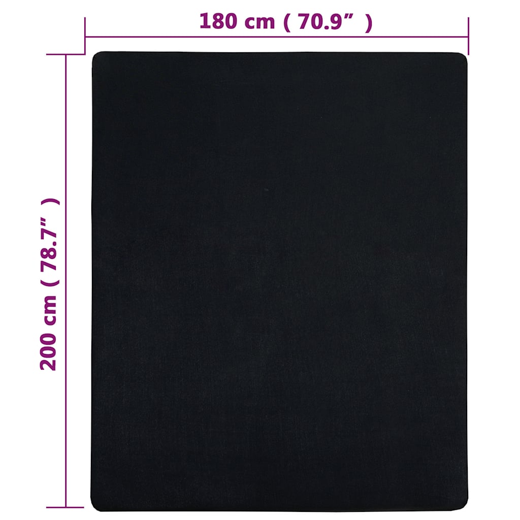 vidaXL Jersey Fitted Sheets 2 pcs Black 180x200 cm Cotton 5