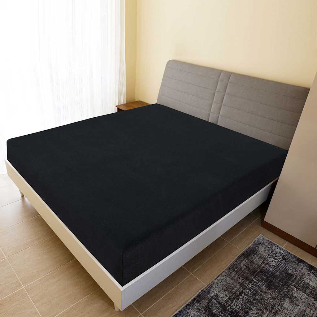 vidaXL Jersey Fitted Sheets 2 pcs Black 180x200 cm Cotton 1