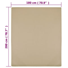 vidaXL Jersey Fitted Sheets 2 pcs Taupe 180x200 cm Cotton 4