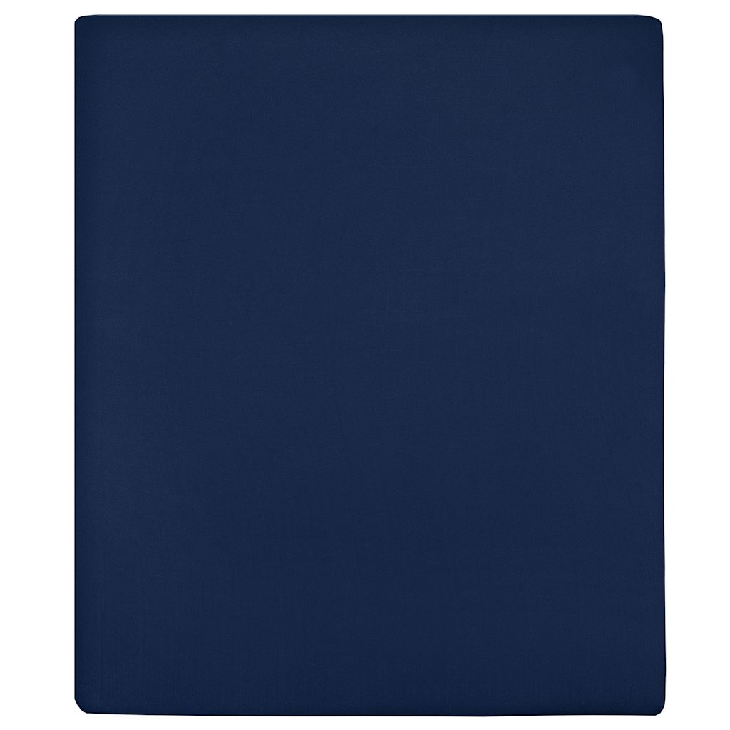 vidaXL Jersey Fitted Sheets 2 pcs Navy Blue 180x200 cm Cotton 1