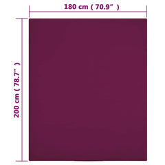 vidaXL Jersey Fitted Sheets 2 pcs Bordeaux 180x200 cm Cotton 4