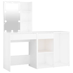 vidaXL LED Dressing Table with Cabinet White Engineered Wood 2