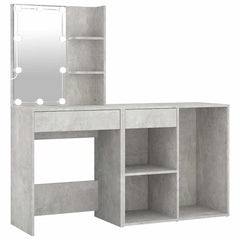 LED Dressing Table with Cabinet Engineered Wood Concrete grey