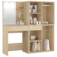 vidaXL LED Dressing Table with 2 Cabinets Sonoma Oak Engineered Wood 3