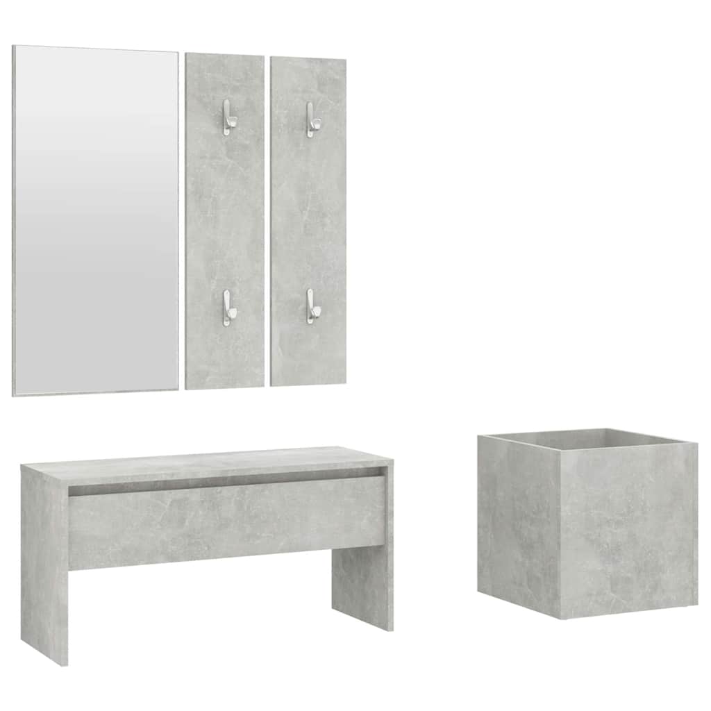 Hallway Furniture Set Engineered Wood Concrete grey