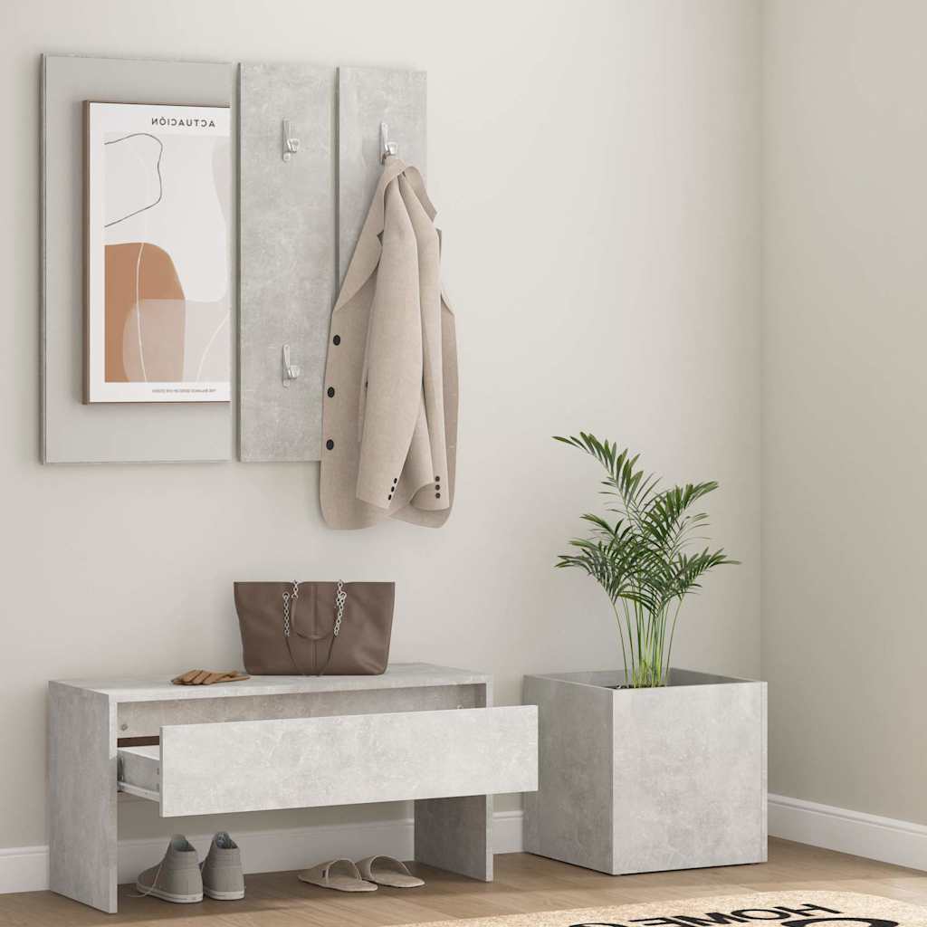 Hallway Furniture Set Engineered Wood Concrete grey