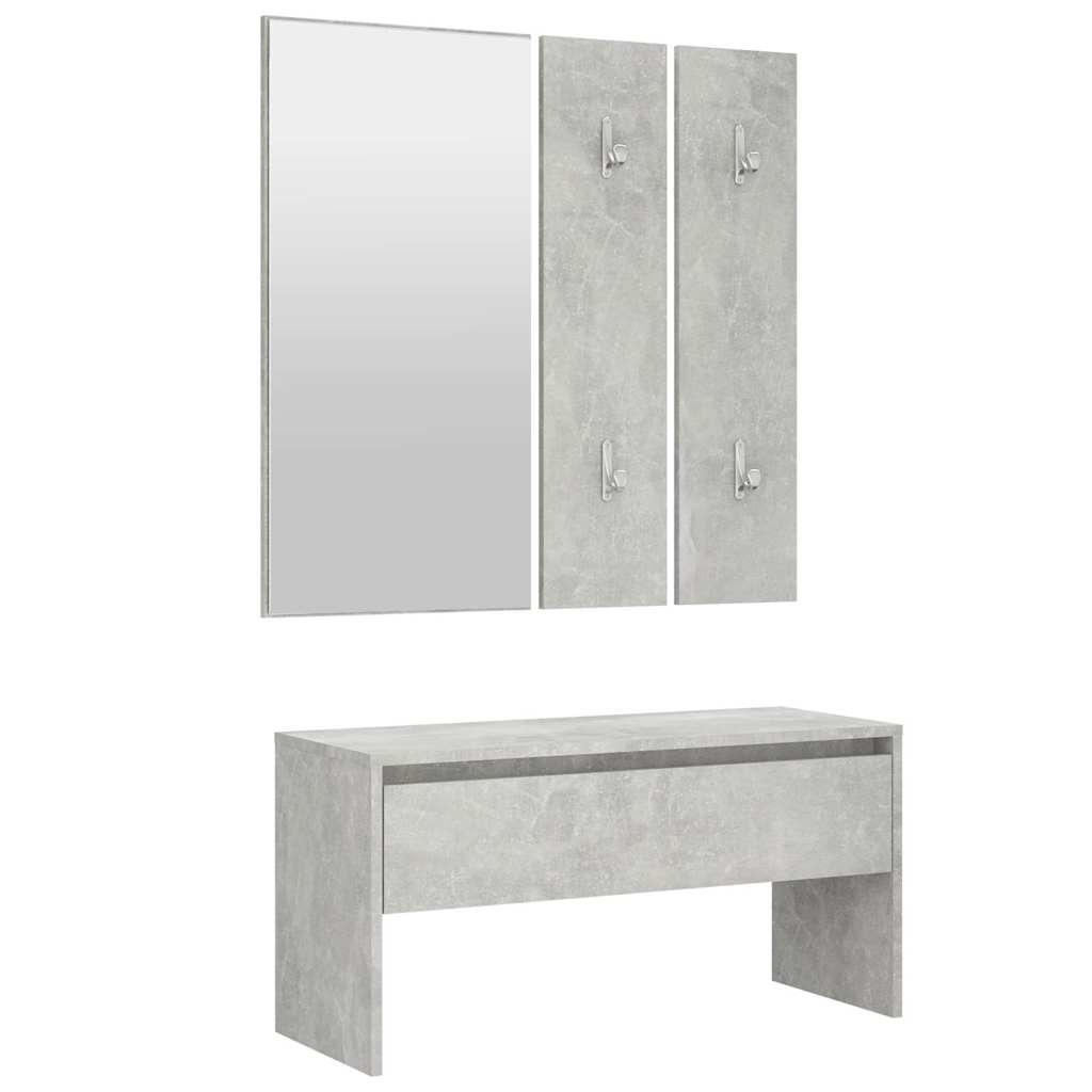 Hallway Furniture Set Engineered Wood Concrete grey