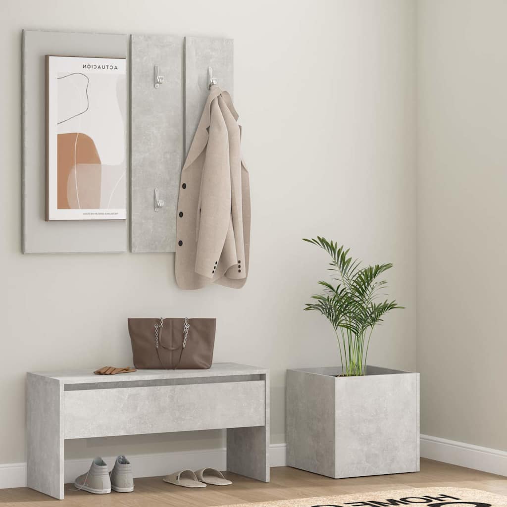 Hallway Furniture Set Engineered Wood Concrete grey