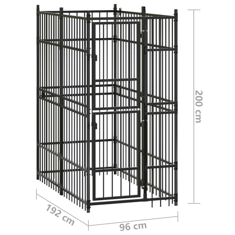 Outdoor Dog Kennel Steel 1.84 m²