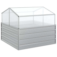 316882 vidaXL Garden Raised Bed with Greenhouse 100x100x85 cm Silver 2