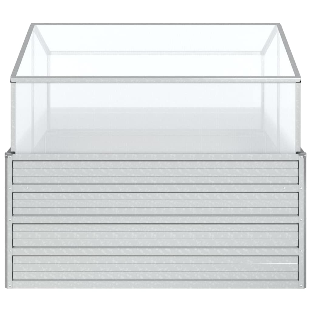 316882 vidaXL Garden Raised Bed with Greenhouse 100x100x85 cm Silver 3