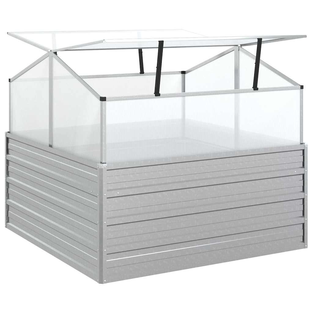 316882 vidaXL Garden Raised Bed with Greenhouse 100x100x85 cm Silver 4
