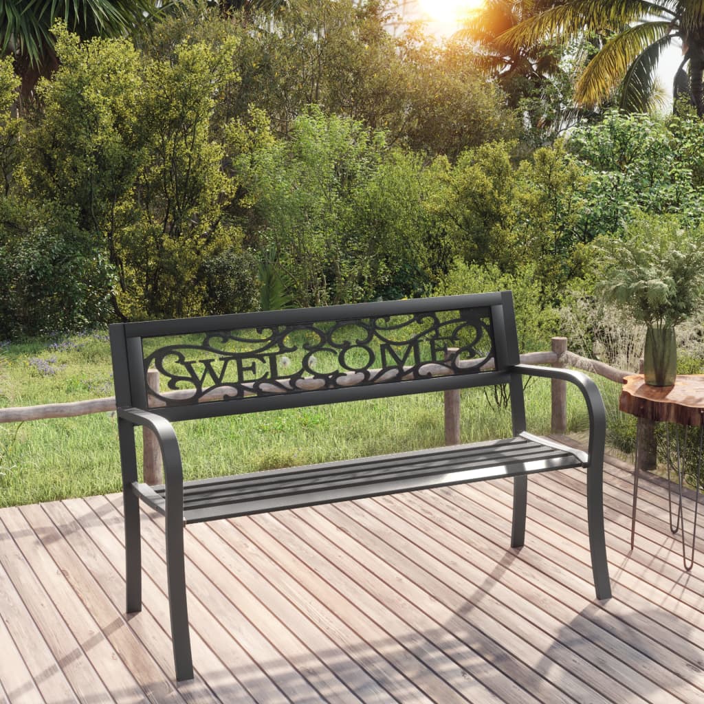 vidaXL Garden Bench 125 cm Steel Black 1