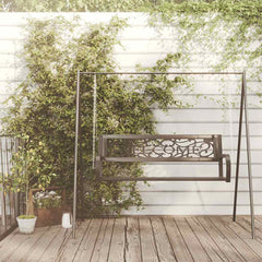 vidaXL Garden Swing Bench 125 cm Steel and Plastic Black 3