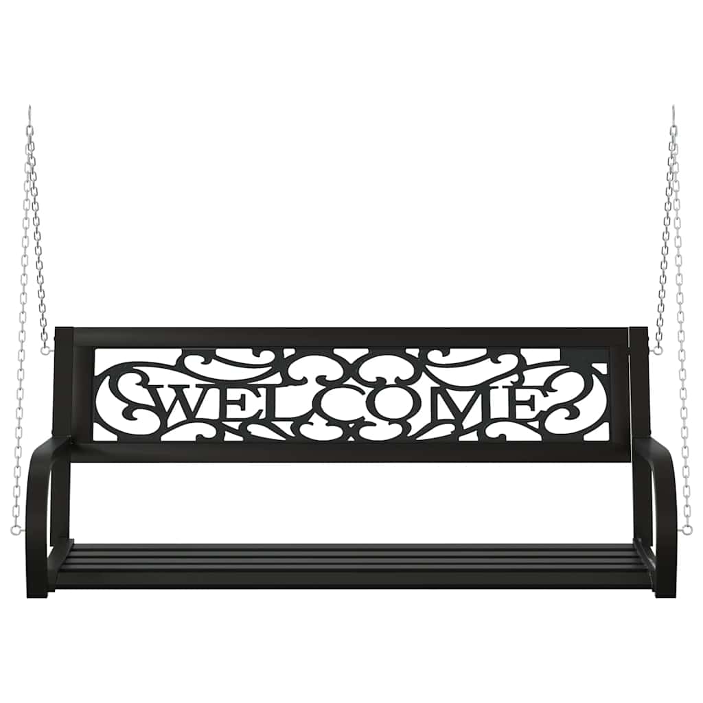 vidaXL Garden Swing Bench 125 cm Steel and Plastic Black 4