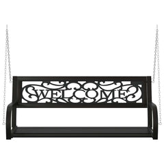 vidaXL Garden Swing Bench 125 cm Steel and Plastic Black 4