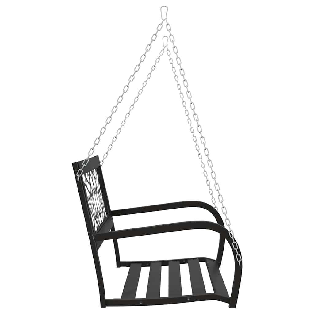 vidaXL Garden Swing Bench 125 cm Steel and Plastic Black 5