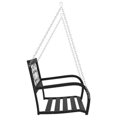 vidaXL Garden Swing Bench 125 cm Steel and Plastic Black 5