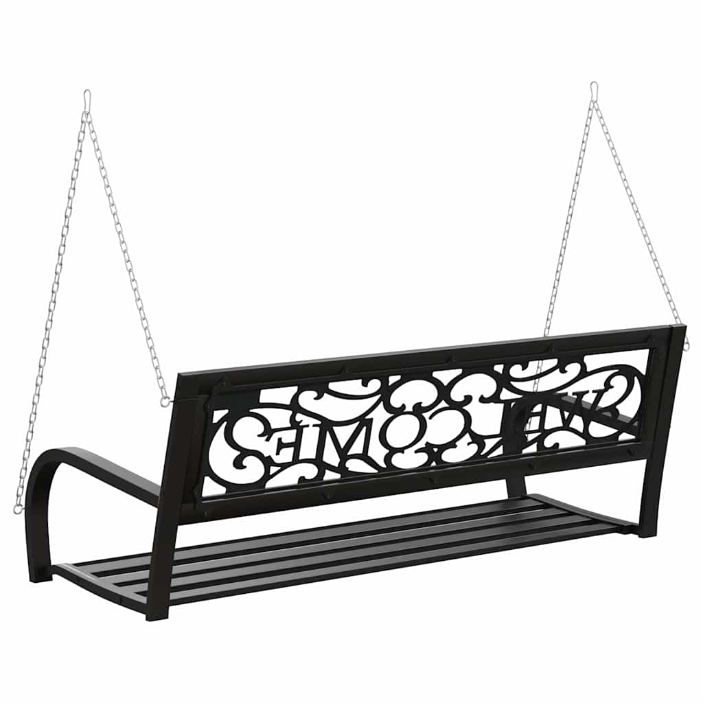 vidaXL Garden Swing Bench 125 cm Steel and Plastic Black 6