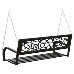 vidaXL Garden Swing Bench 125 cm Steel and Plastic Black 6