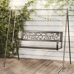 vidaXL Garden Swing Bench 125 cm Steel and Plastic Black 1