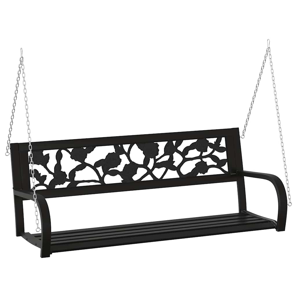 vidaXL Garden Swing Bench 125 cm Steel and Plastic Black 2