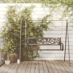 vidaXL Garden Swing Bench 125 cm Steel and Plastic Black 3
