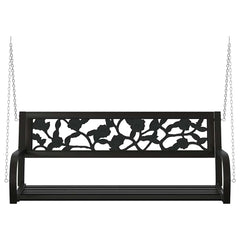 vidaXL Garden Swing Bench 125 cm Steel and Plastic Black 4