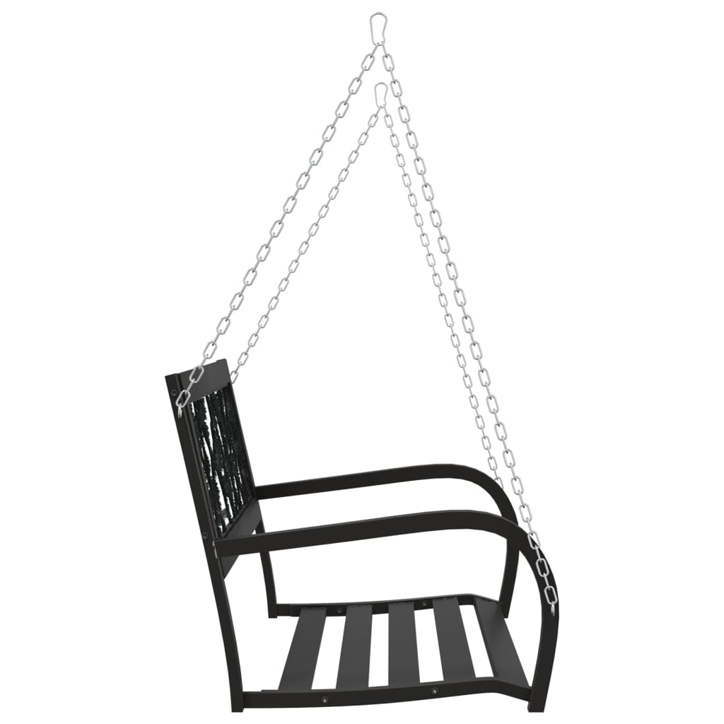 vidaXL Garden Swing Bench 125 cm Steel and Plastic Black 5