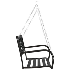 vidaXL Garden Swing Bench 125 cm Steel and Plastic Black 5