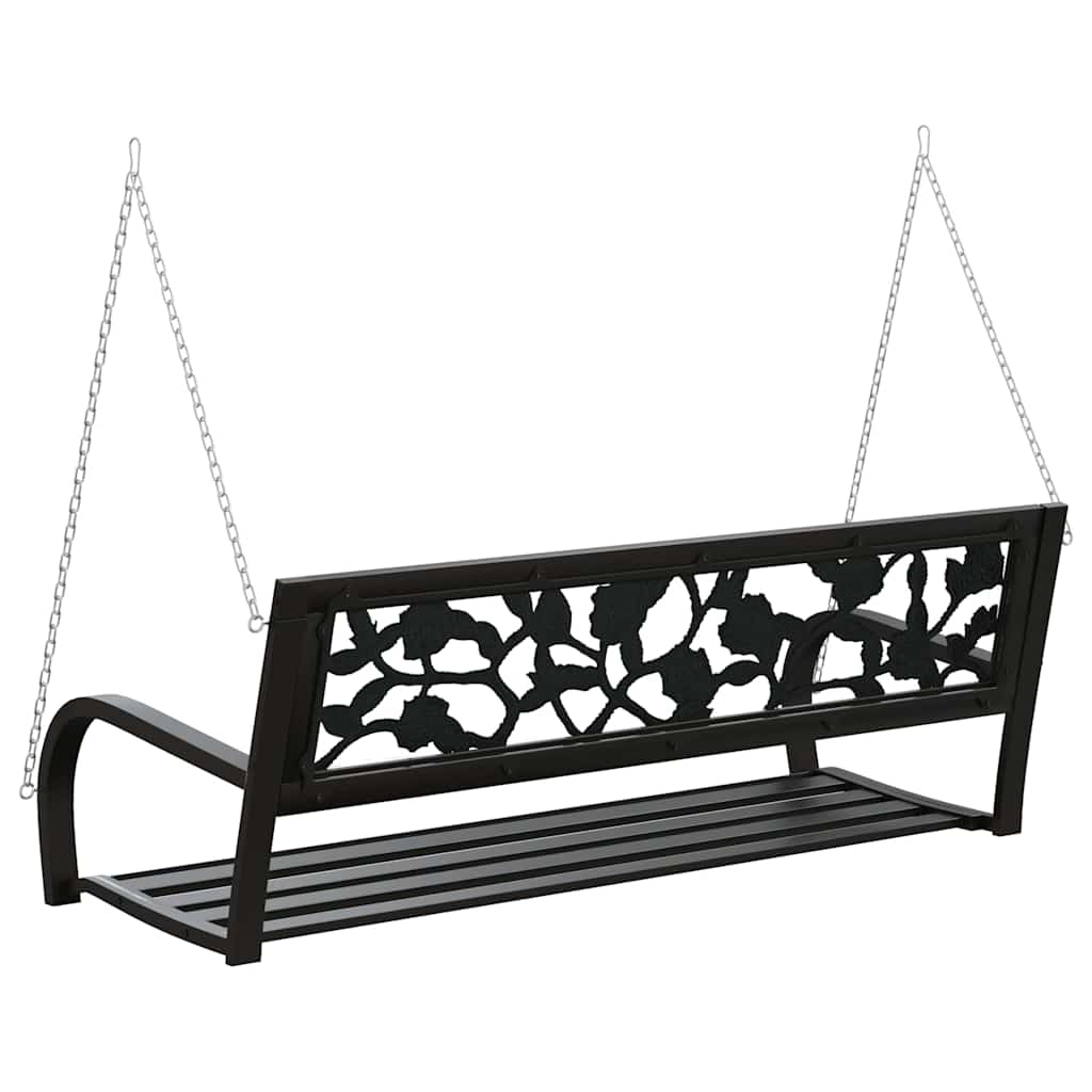 vidaXL Garden Swing Bench 125 cm Steel and Plastic Black 6