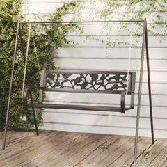 vidaXL Garden Swing Bench 125 cm Steel and Plastic Black 1
