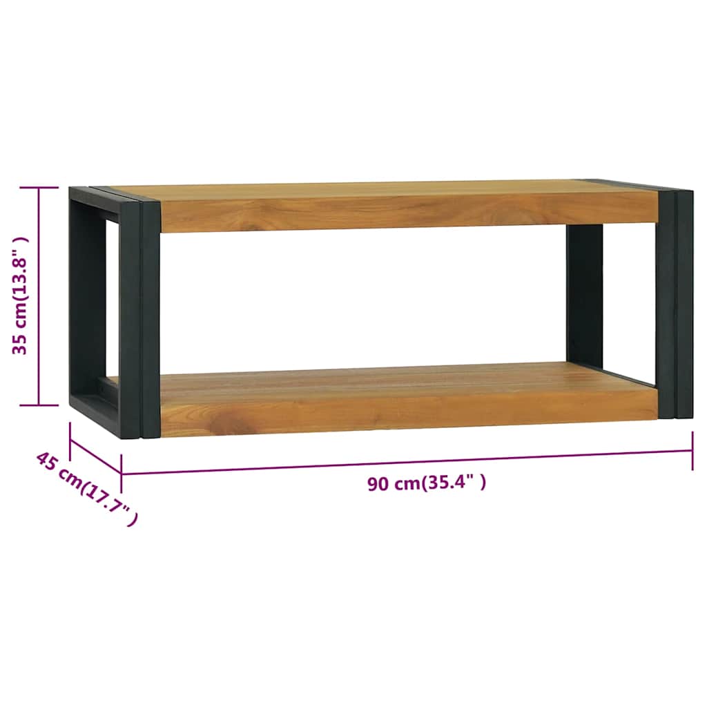 vidaXL Bathroom Cabinet | Natural Teak | Solid Teak Wood | 90 x 45 x 35 cm 6