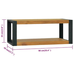 vidaXL Bathroom Cabinet | Natural Teak | Solid Teak Wood | 90 x 45 x 35 cm 6