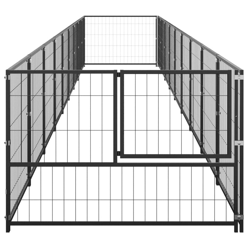 Dog Kennel Black 9 m² Steel