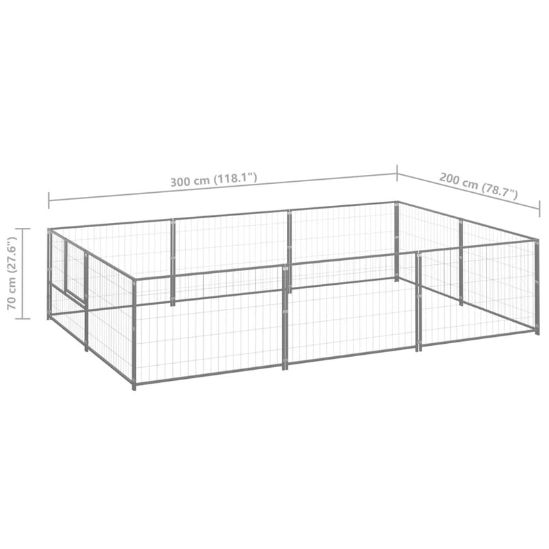 Dog Kennel Silver 6 m² Steel