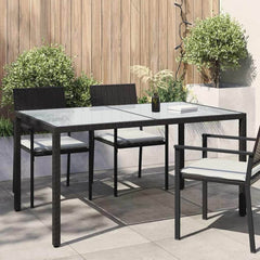 Garden Table Grey 150 x 90 x 75 cm Poly Rattan Black and white