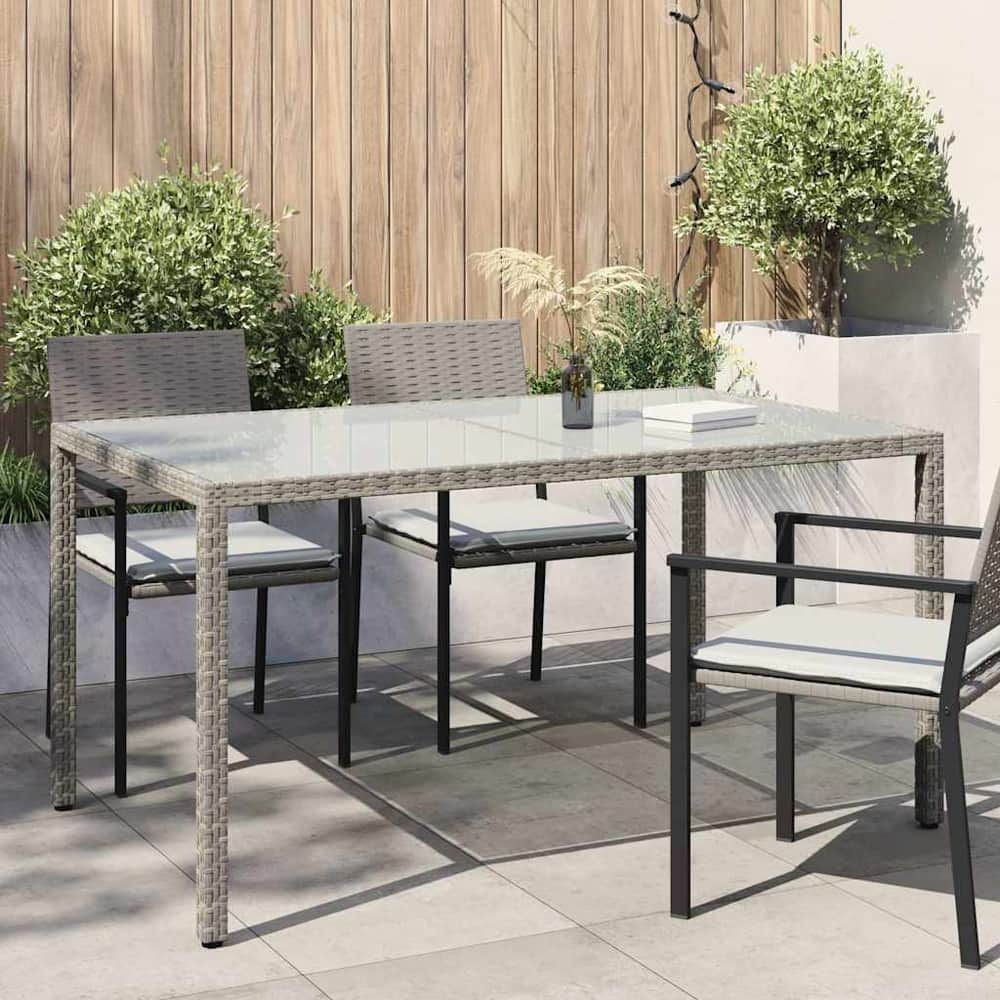 Garden Table Grey 150 x 90 x 75 cm Poly Rattan Grey and white