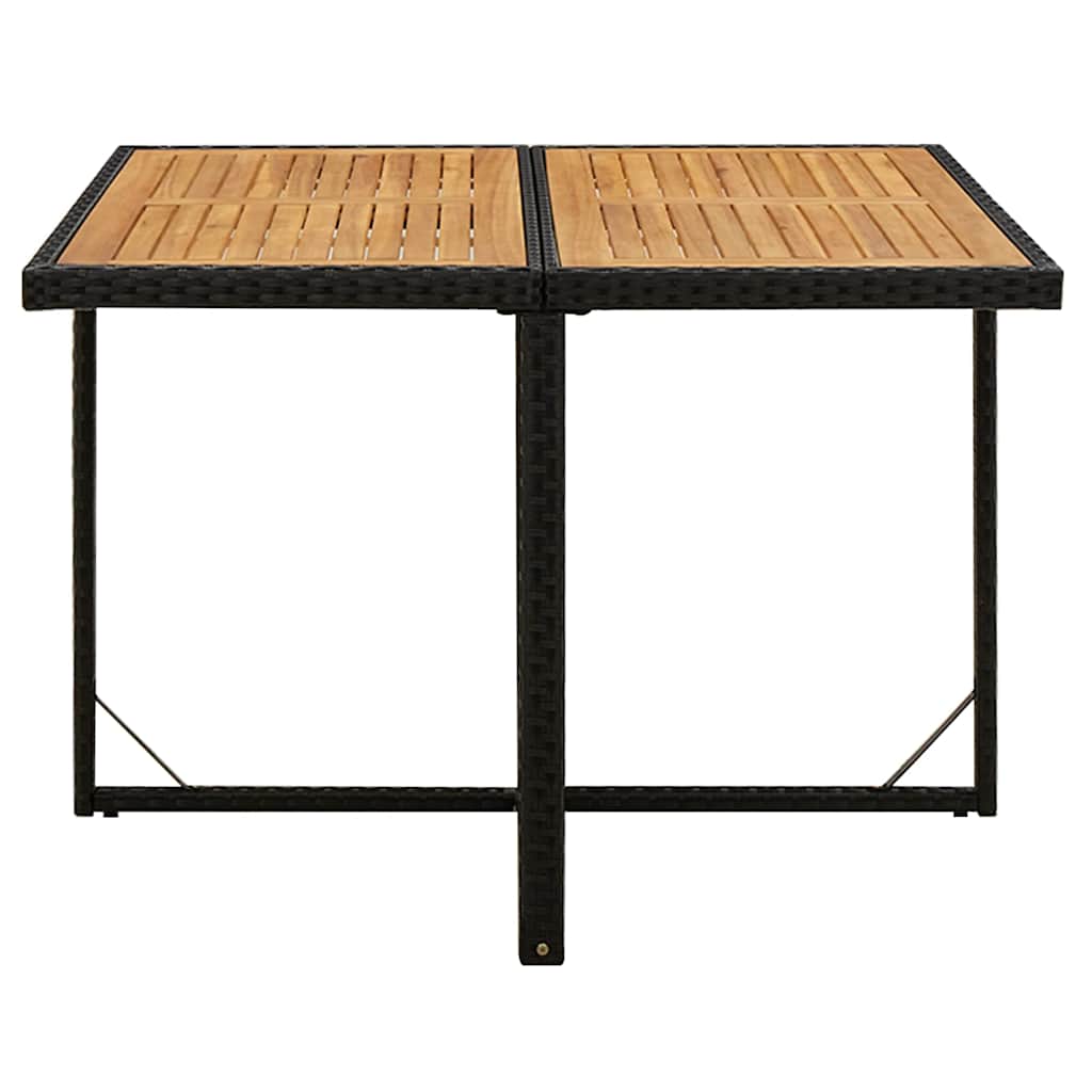 Garden Table 109x107x74 cm Poly Rattan&Solid Wood Acacia Black