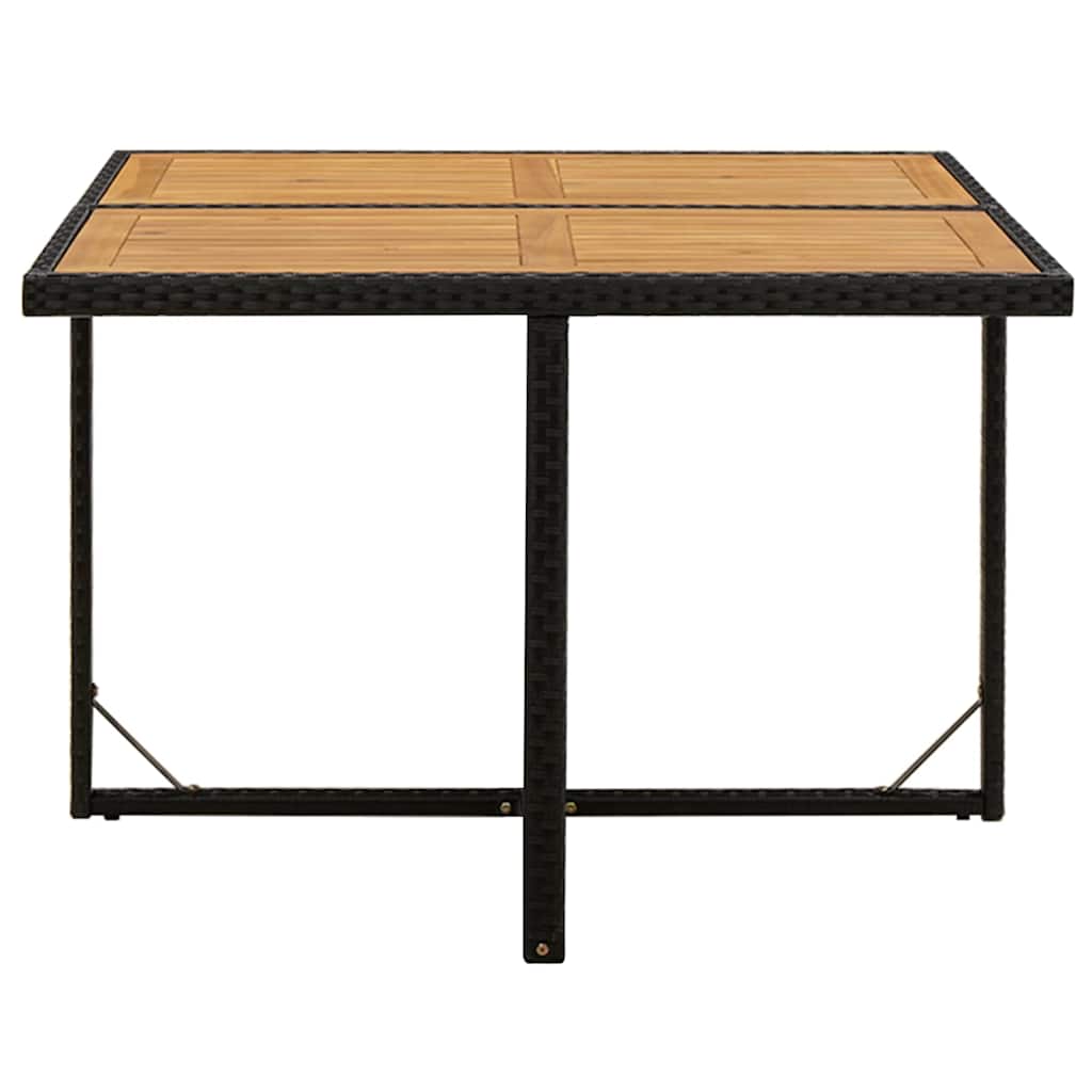 Garden Table 109x107x74 cm Poly Rattan&Solid Wood Acacia Black