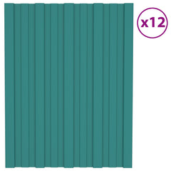 vidaXL Roof Panel 12 pcs Green 60 x 45 cm Galvanised steel 2