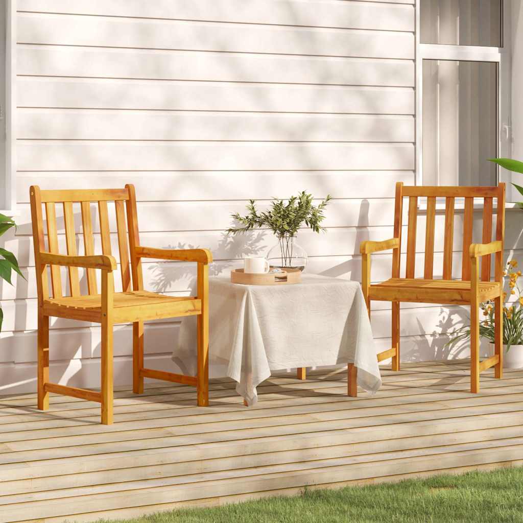 Garden Chairs Natural Solid Acacia Wood Vertical slats 2