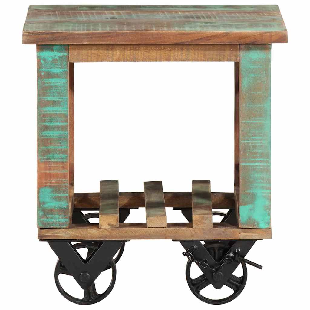 338005 vidaXL Side Table with Wheels 40x40x42 cm Solid Wood Reclaimed 2