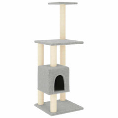vidaXL Cat Tree | Light grey | Engineered wood, plush, sisal | 104 cm tall 2